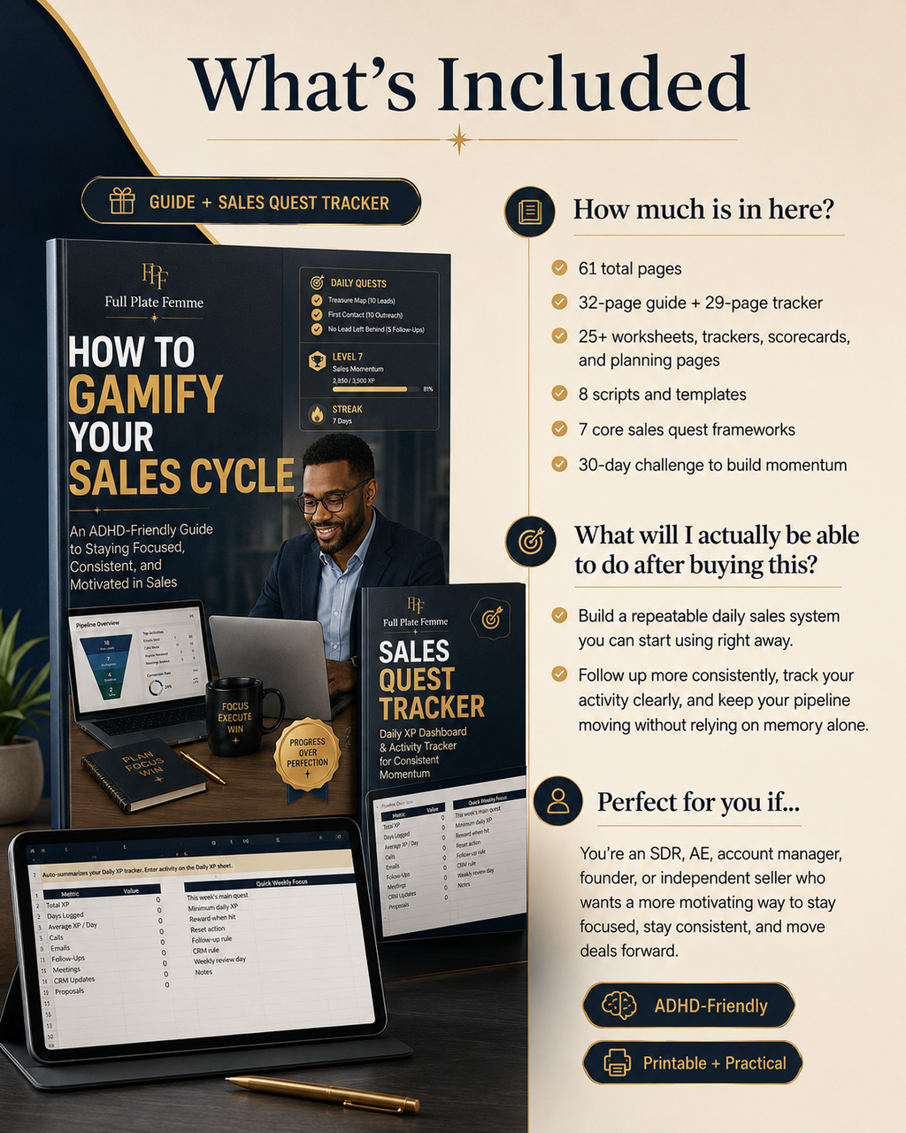 The Sales Gamification Bundle: Method Guide + Daily Quest Tracker