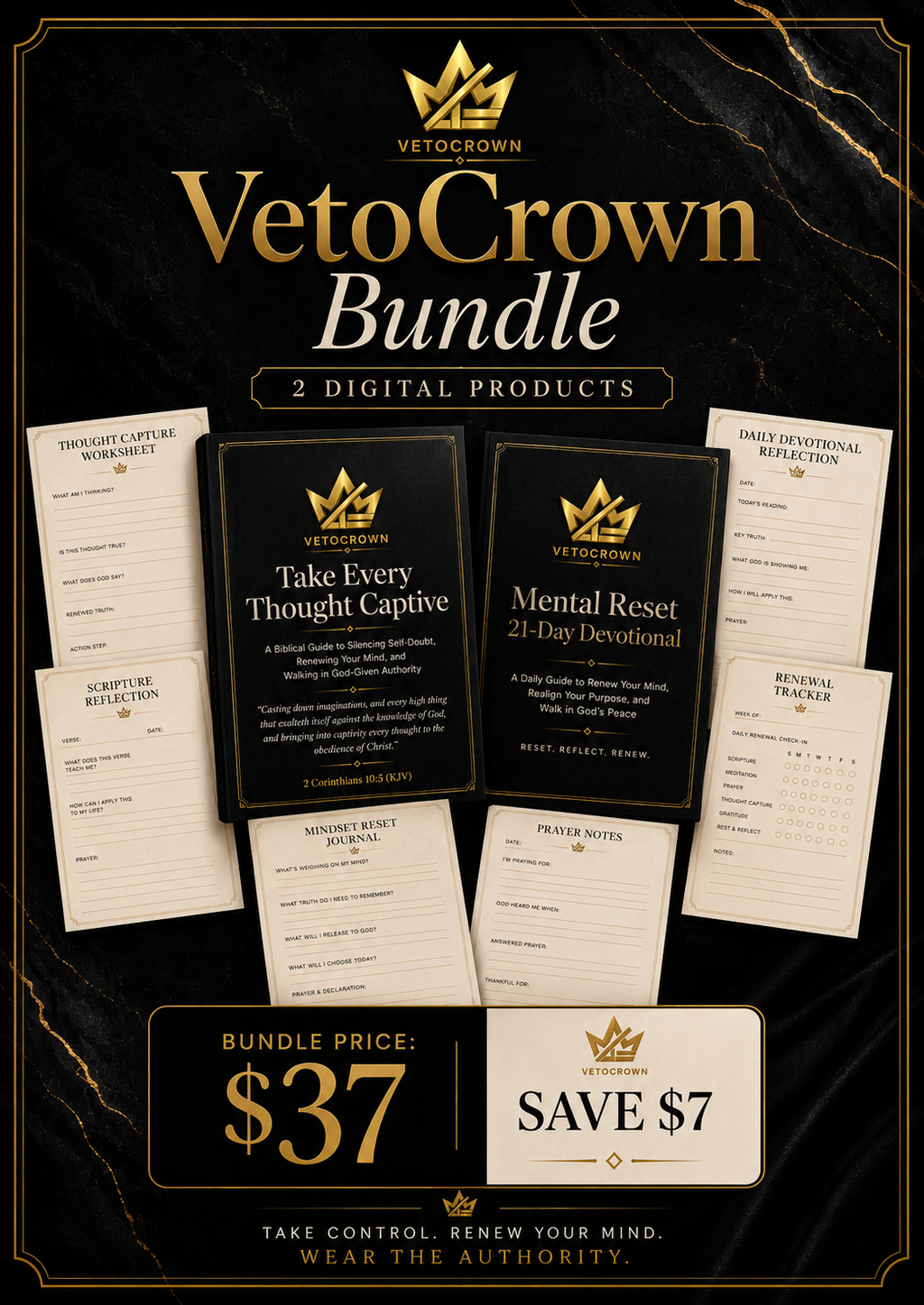 The VetoCrown Mental Reset Bundle: Method Guide + 21-Day Devotional