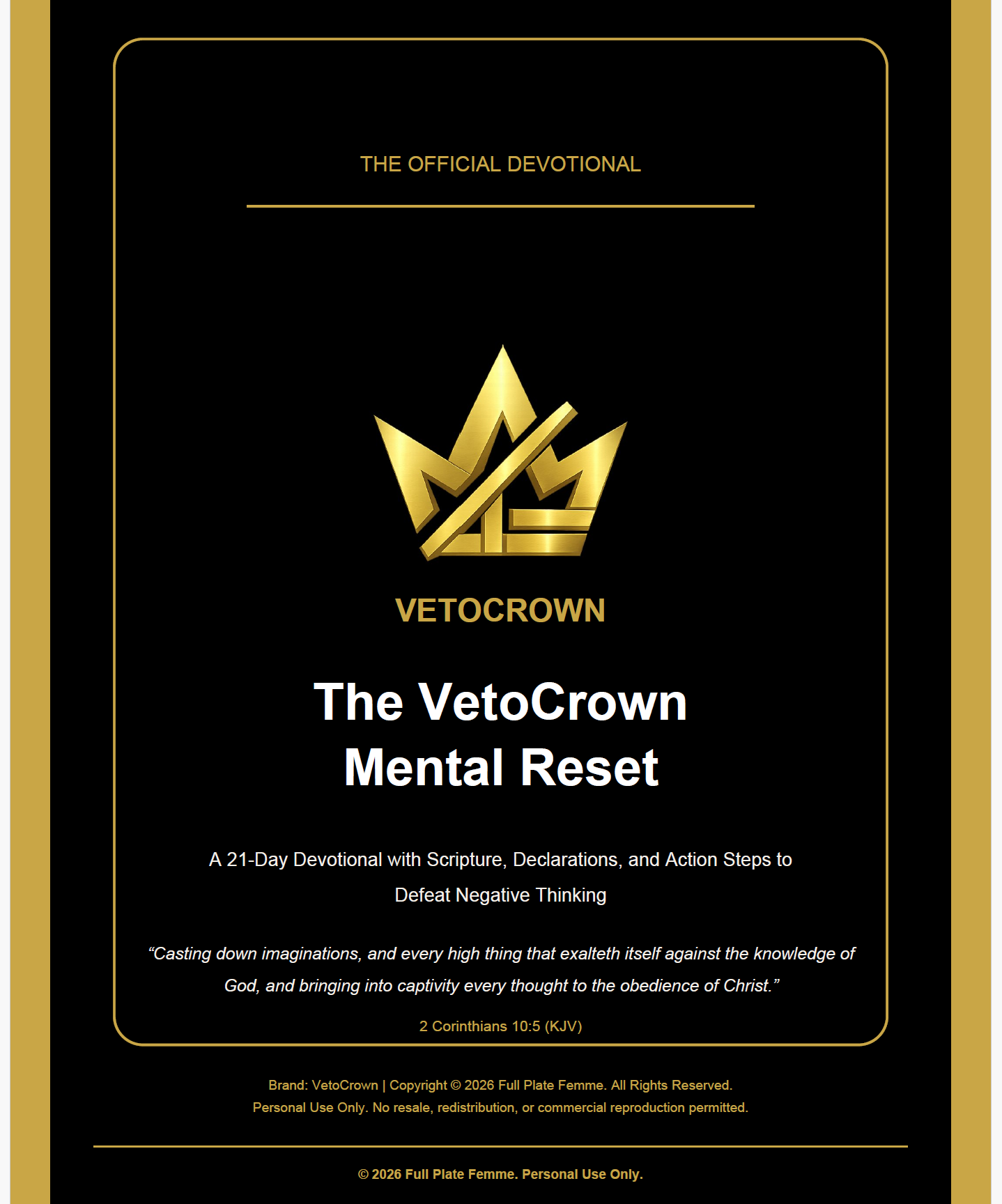 VetoCrown Mental Reset 21 Day Devotional